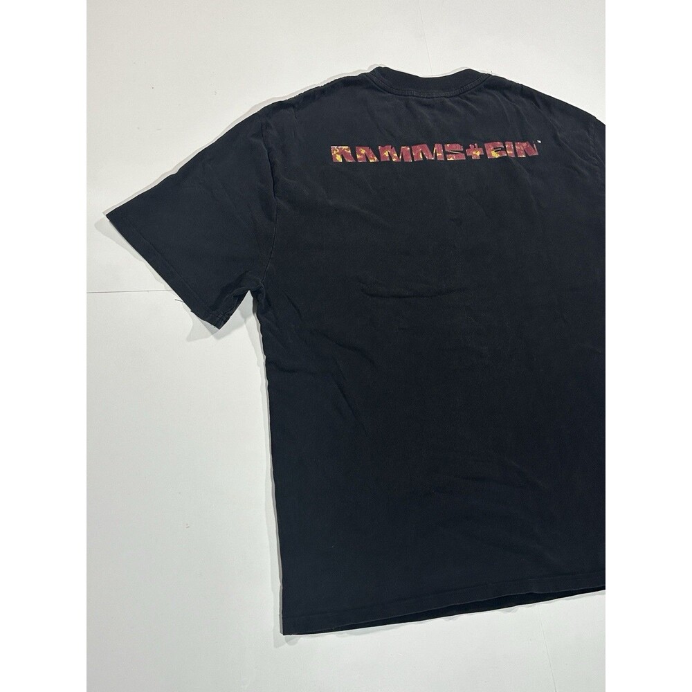Vintage 90s Rammstein Burning Man T-Shirt Medium Blue Grape Black Band Fire RARE - Picture 10 of 12